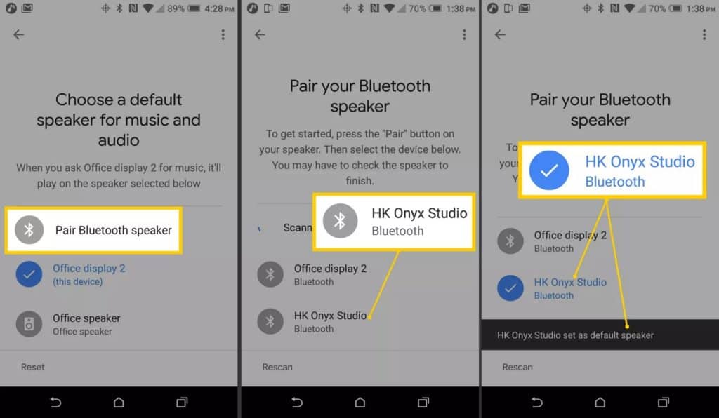 Cambia tu dispositivo doméstico actual de Google a Emparejar el altavoz Bluetooth